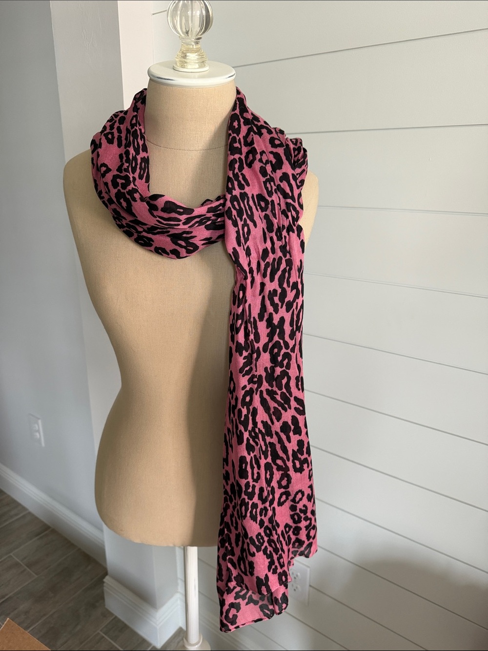 Cabi Wild Scarf Pink/Black Leopard Print Women's Scarf - Stylish Animal Print
